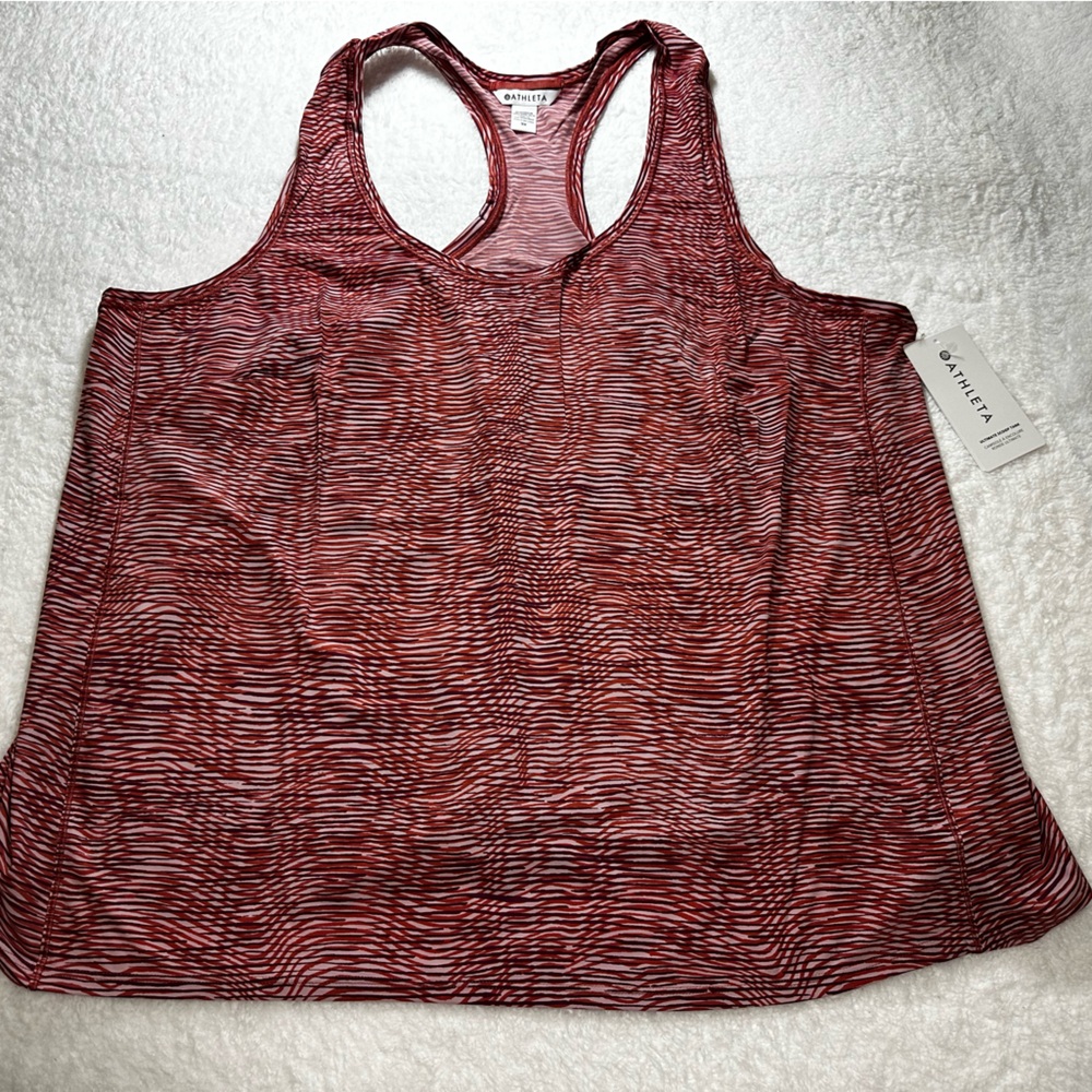 Athleta Red Striped Racerback Tank Top